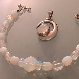 2 piece Sterling Silver Opal & Moonstone Set